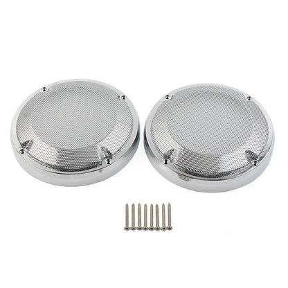 6.5" Saddlebag Lid Speaker Grill Covers for Harley Touring (1983-2020)  Chrome