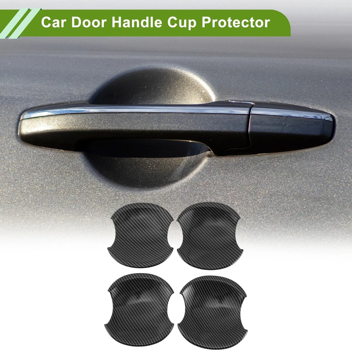Car Door Handle Cup Protectors for Honda Civic 8th Carbon Fiber Black 4 x Pcs