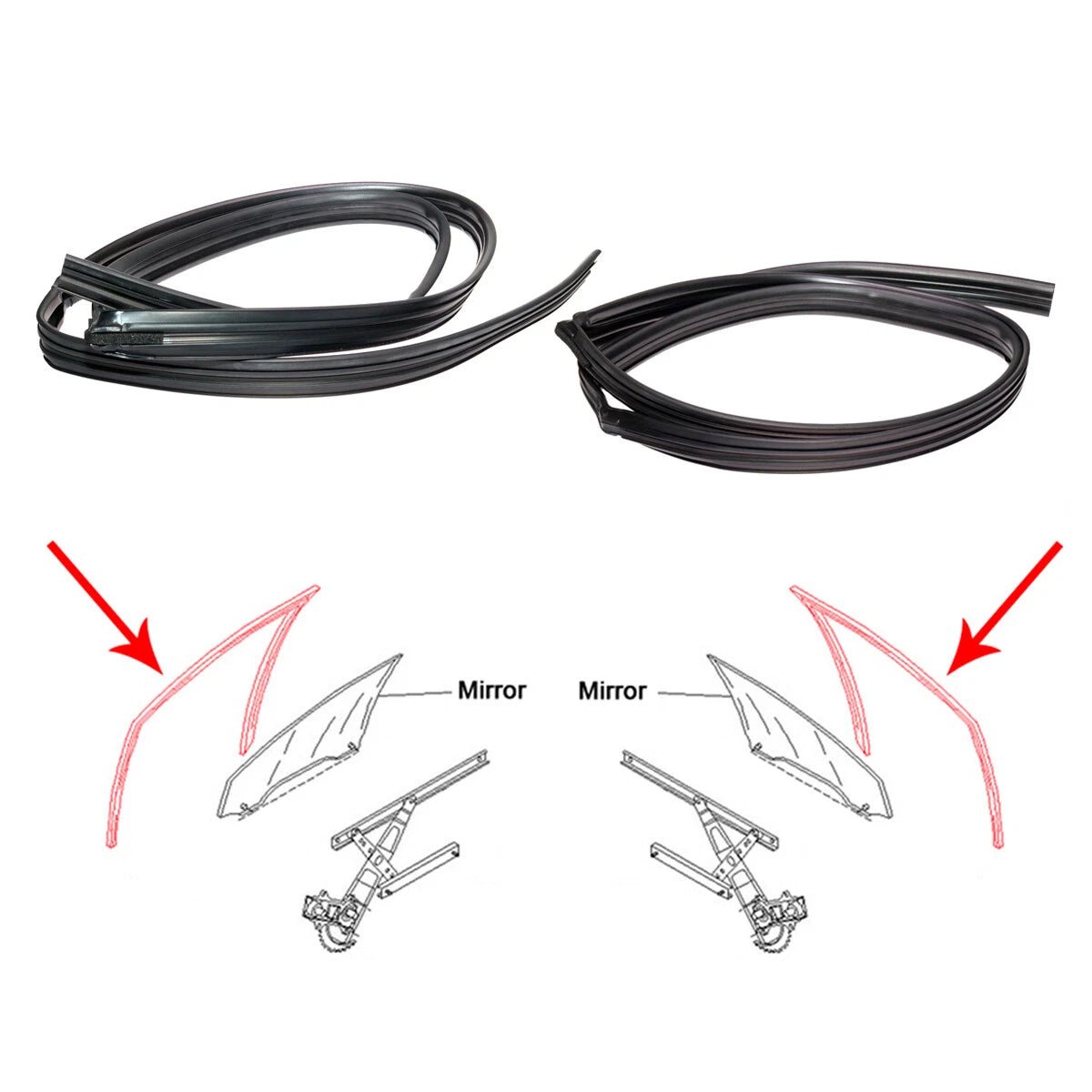 Front Door Window Glass Run Channel Set for Honda Fit/Jazz GD1/GD3/GD4 2001-2008