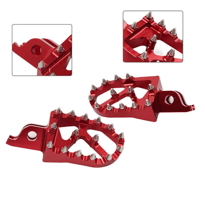 Dirt Bike Footpeg Pedals  Red for Kawasaki KX250F, Honda CR250 (06-18, 02-07)
