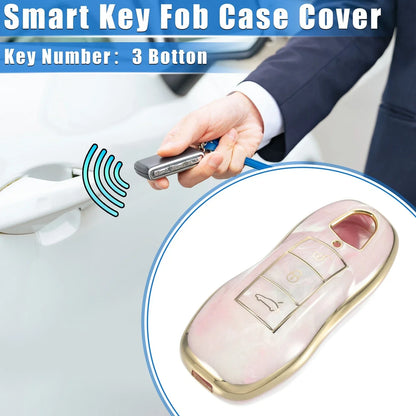 3 x Button Smart Key Fob Case Cover for Porsche Cayenne (2011-2018) TPU Pink