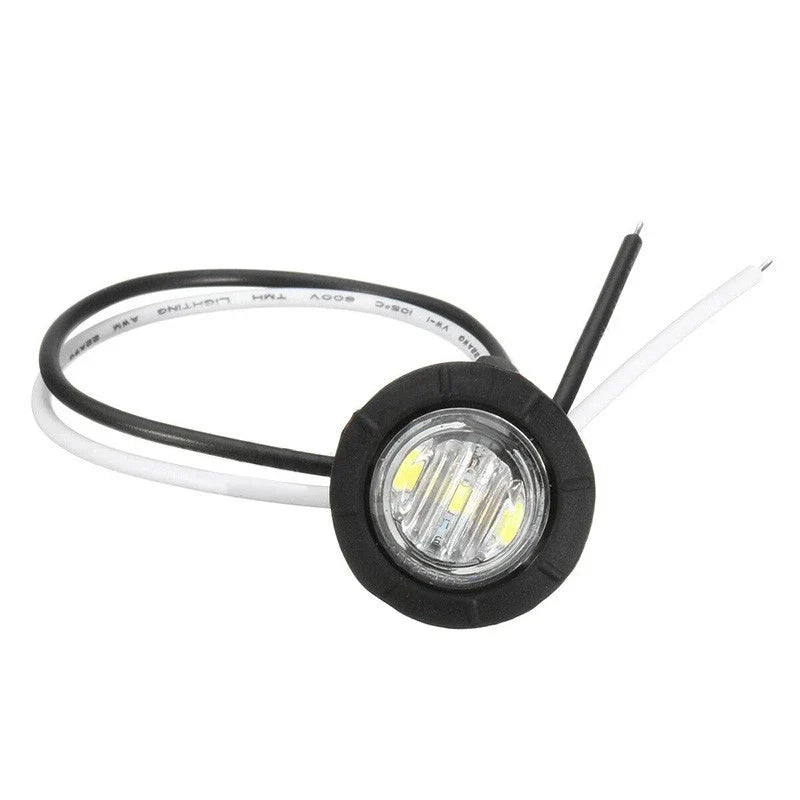 4 x Round Side Marker Mini White Light 3-LED Lamp for Truck Trailer Caravan