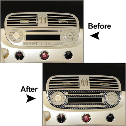 Carbon Fiber Radio CD Player Control Cover for Fiat 500 (2012-2015)