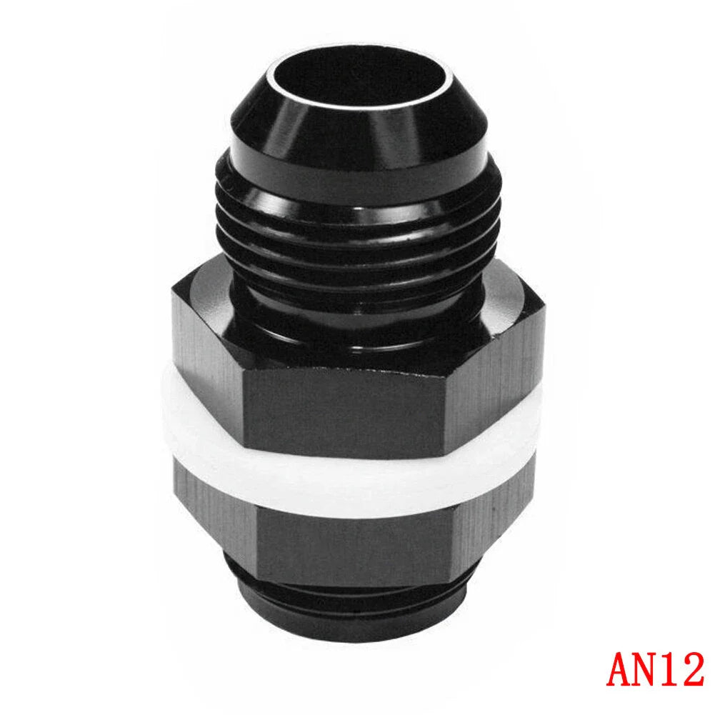 AN12 Flare Fuel Cell Bulkhead Fitting w/ Washer for Black Aluminum