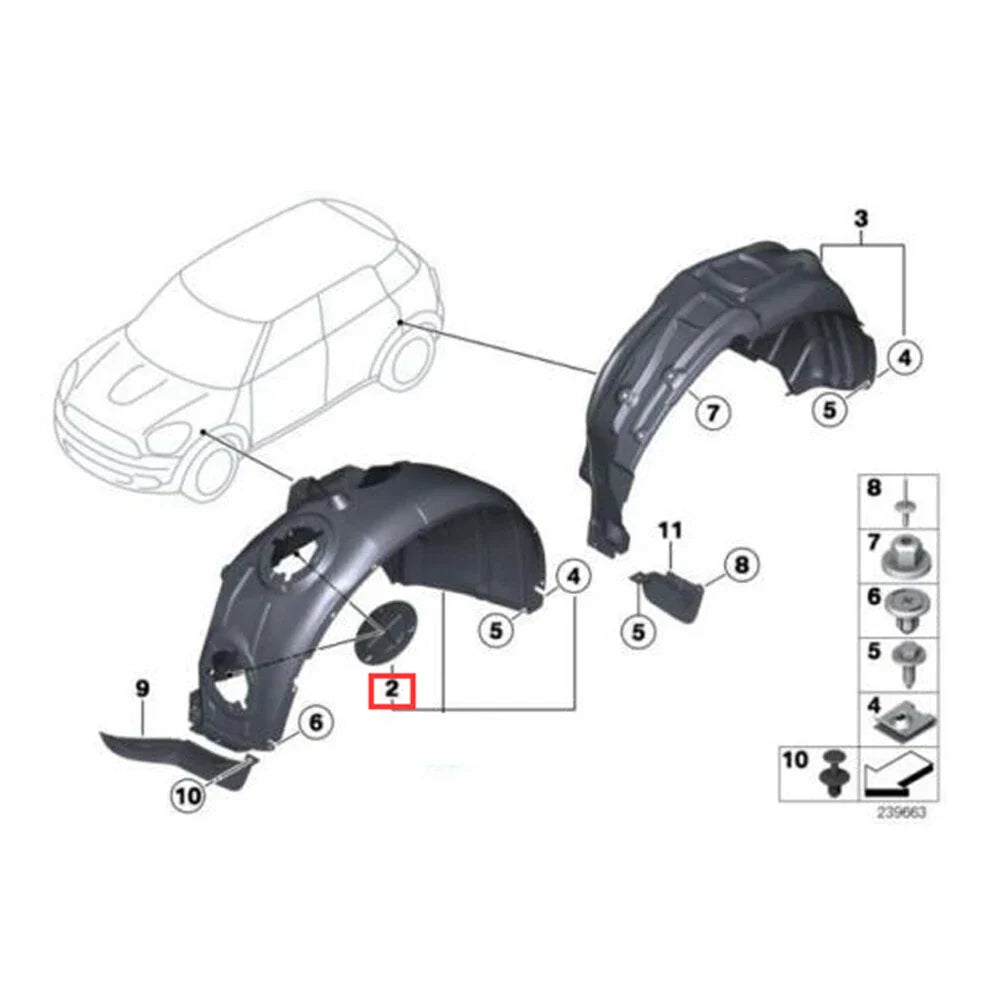 Wheel Arch Access Cap Cover for BMW Mini Cooper Clubman (2008-2019)