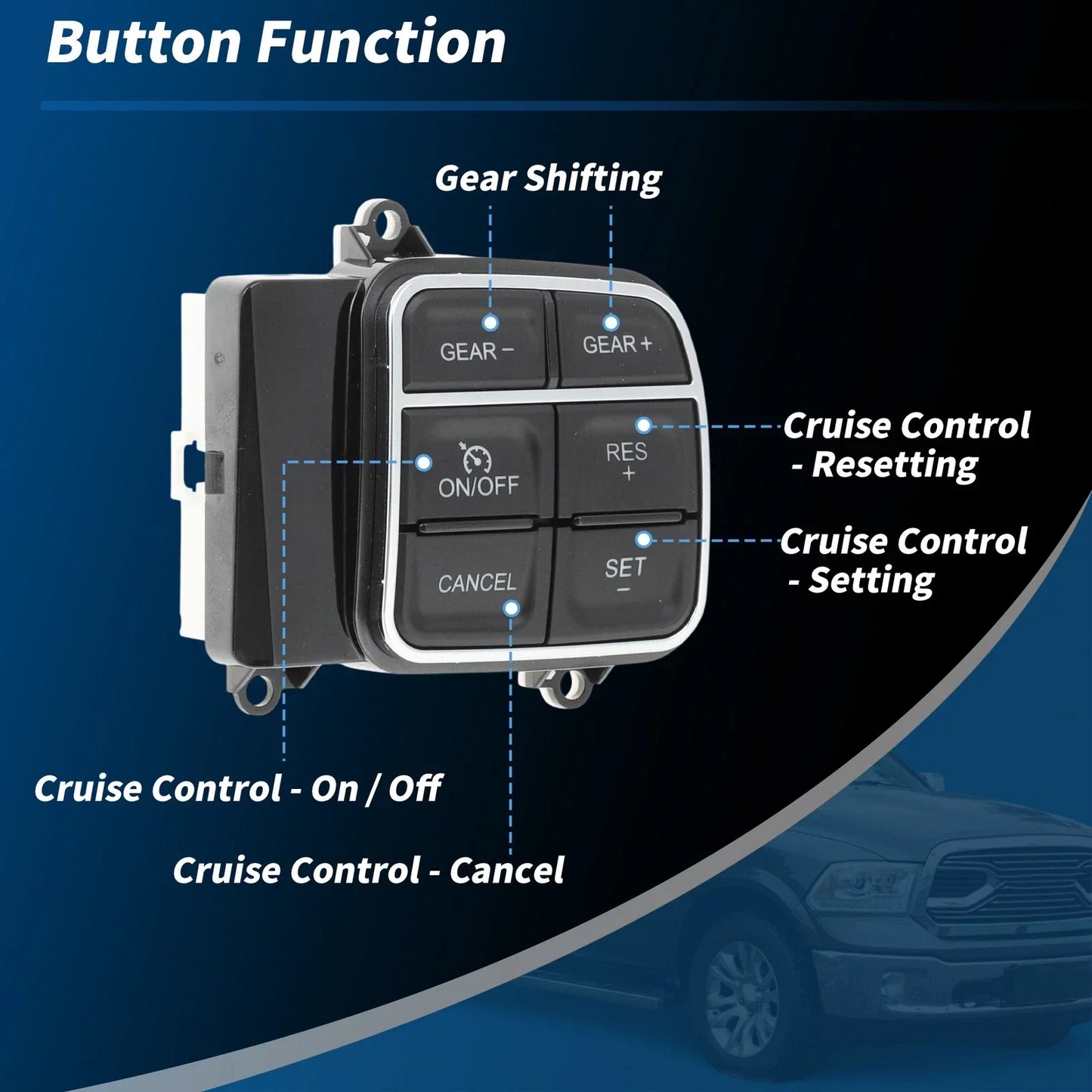 Right Steering Wheel Cruise Control Switch for Dodge Ram 1500 2500 3500