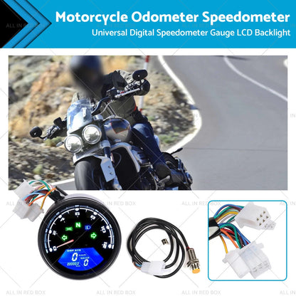 Digital Motorcycle Odometer Speedometer Tachometer Gauge LCD Universal