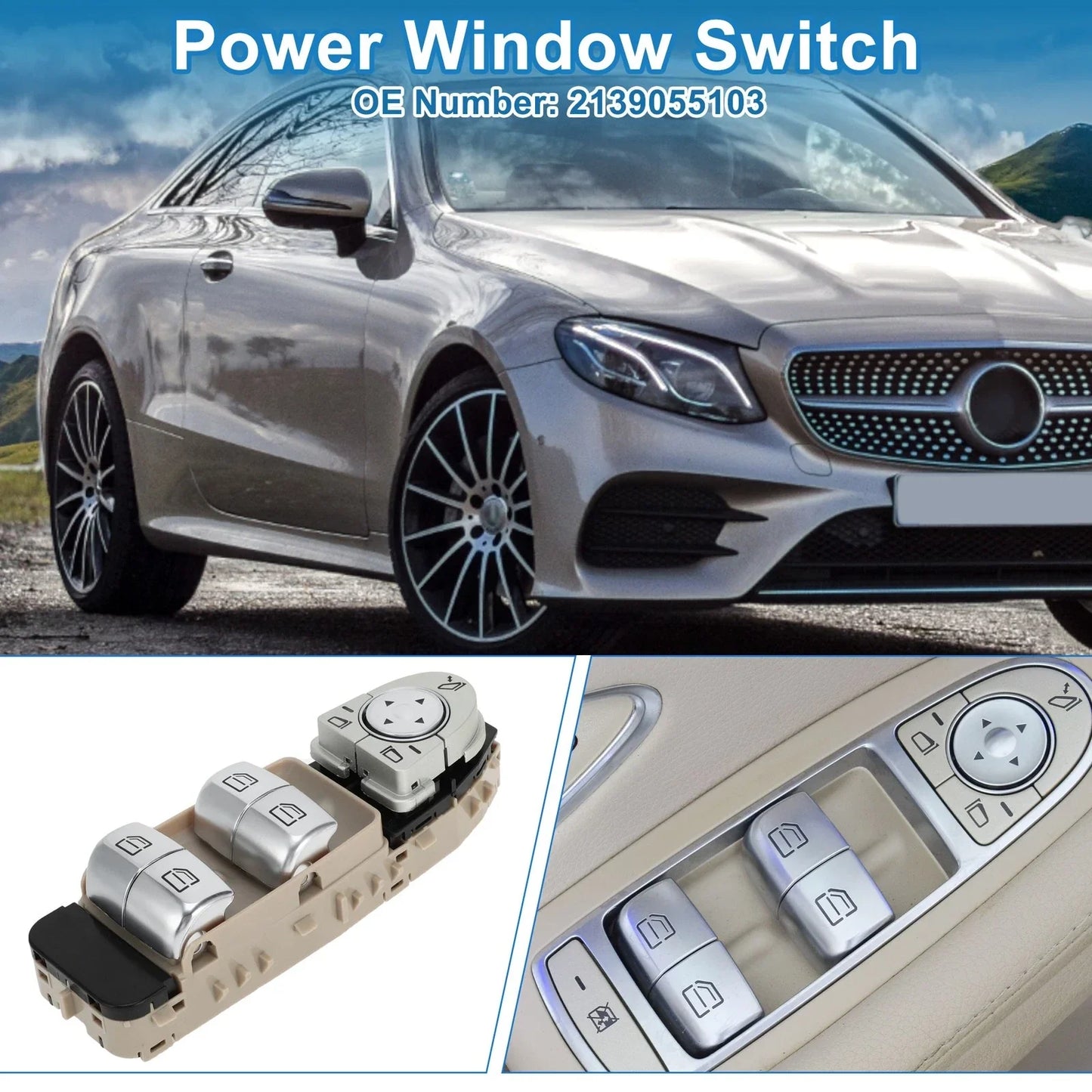 Front Driver Side Power Window Switch for Mercedes-Benz W213 (2017-2023)