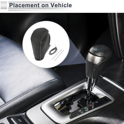 Gear Shift Knob Cover for BMW 3 Series (2004-2012) Black Grey Faux Leather