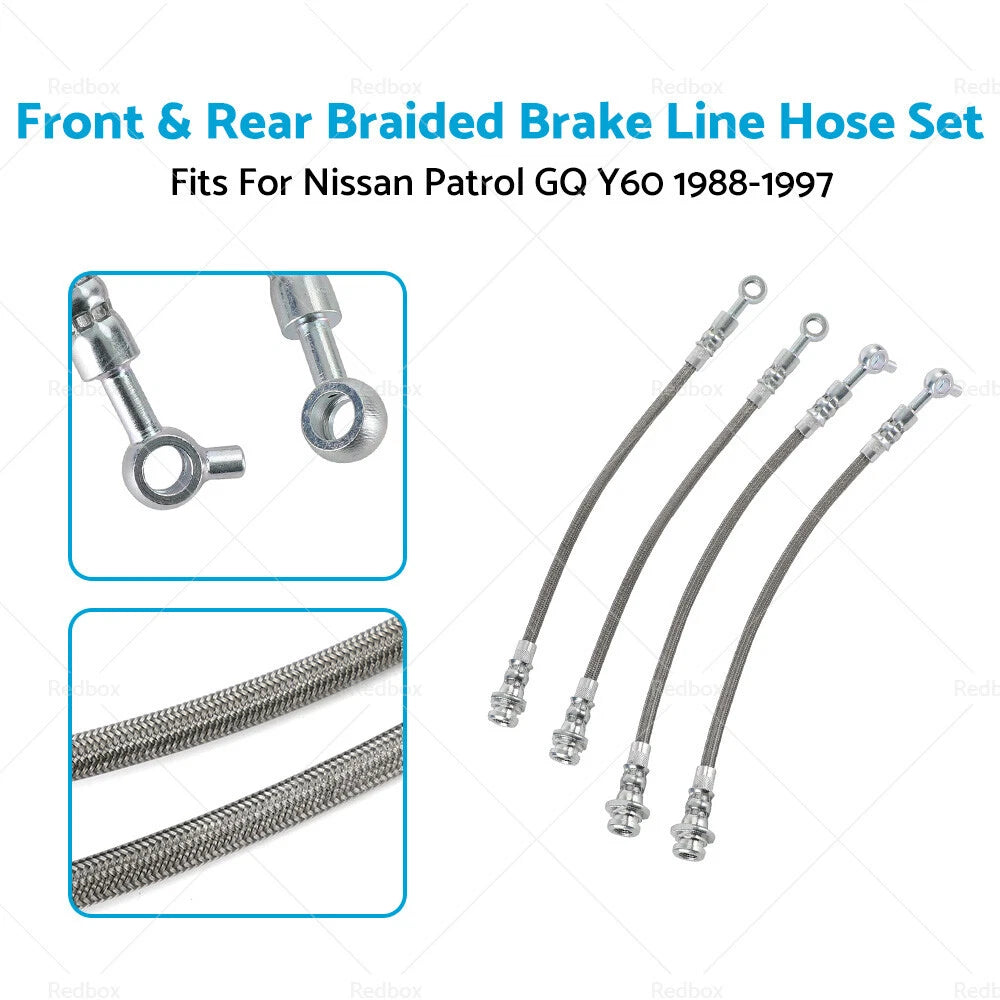Braided Brake Line Hose Set for Nissan Patrol GQ Y60/Ford Maverick DA (1990-1997)