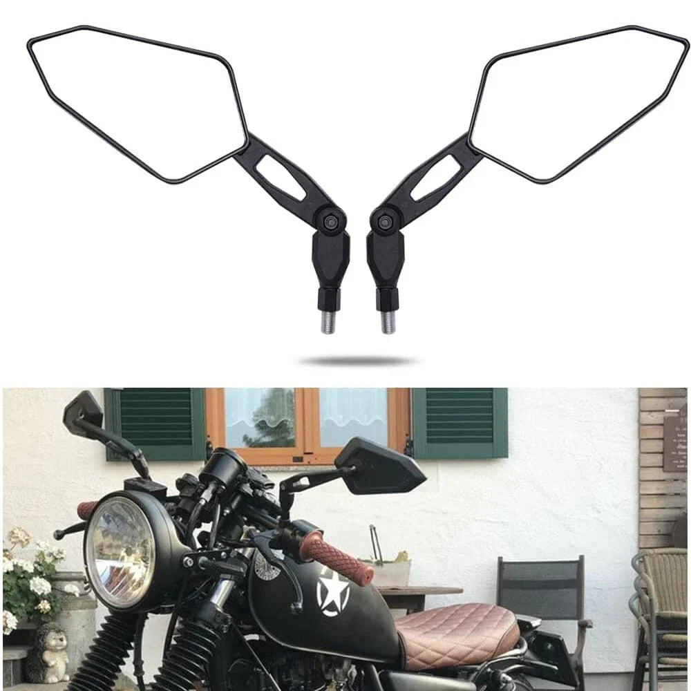 Adjustable Motorcycle Handlebar Rearview Mirrors 10mm Thread Black