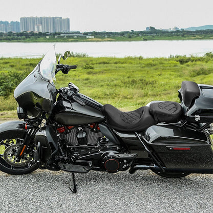 Driver & Passenger Seat & Backrest for Harley CVO Road Glide (2014-2023) Black
