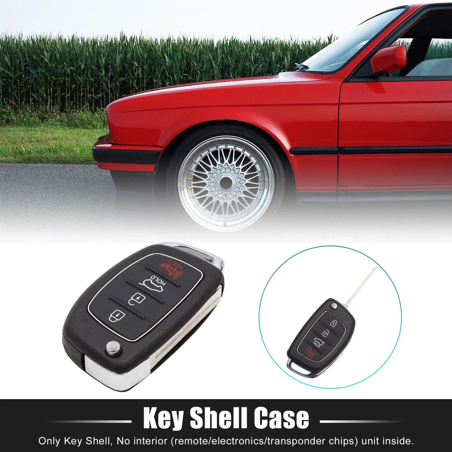 Car Key Fob Shell Case for Hyundai Santa Fe Ix45 Ix35 I30 4 Button Black