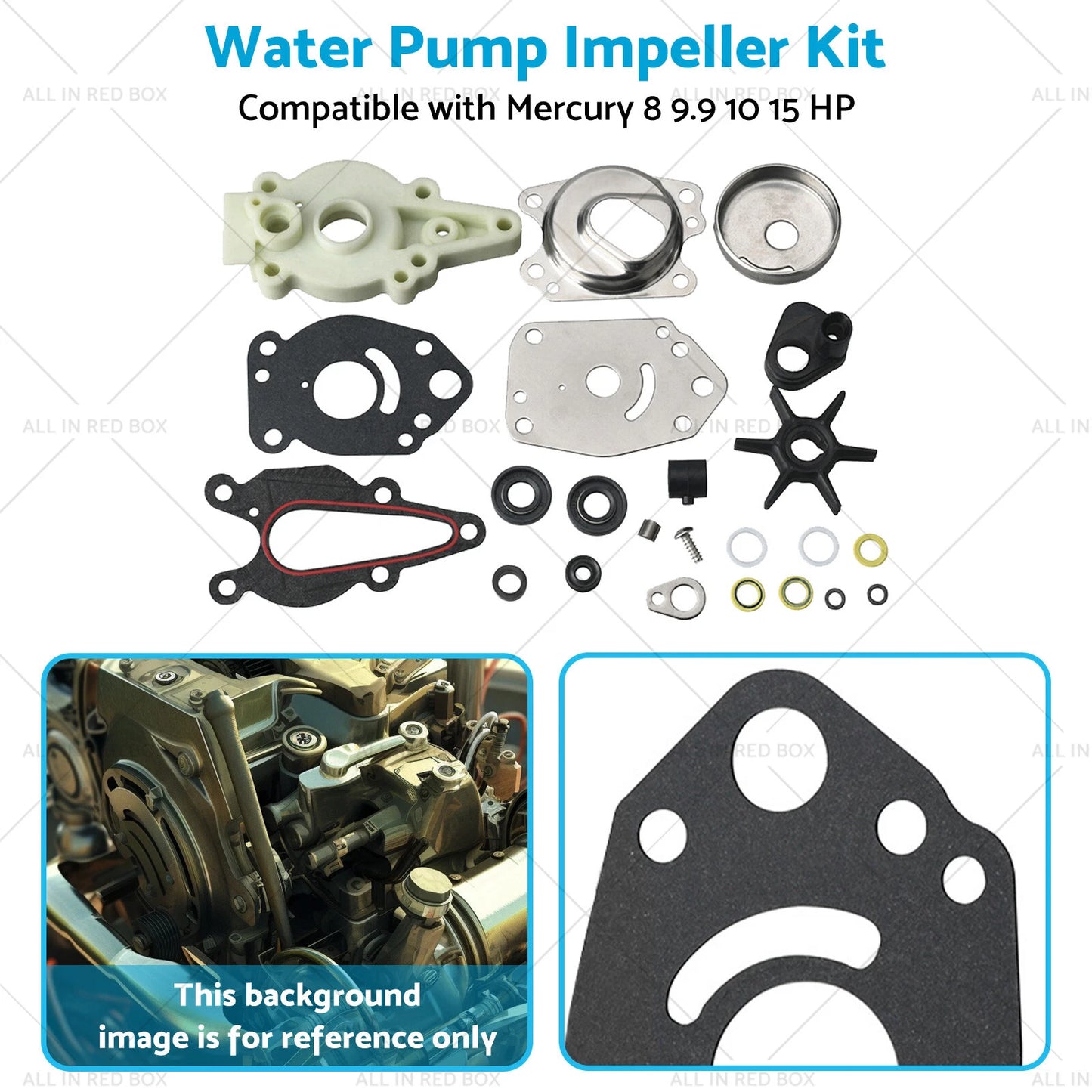 Water Pump Impeller Kit for Mercury 8-15 HP Outboards