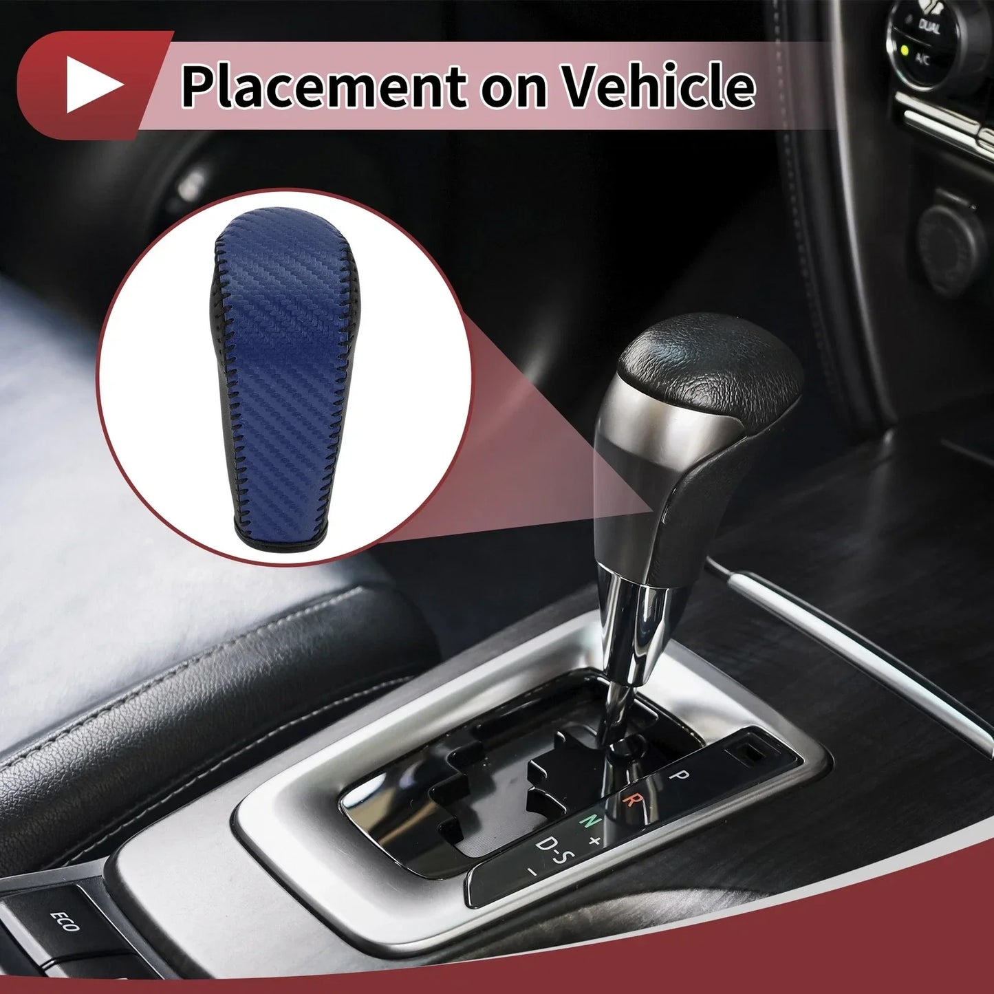 Gear Shift Knob Cover for BMW 3 Series E90 (2004-2012) Black Blue Faux Leather