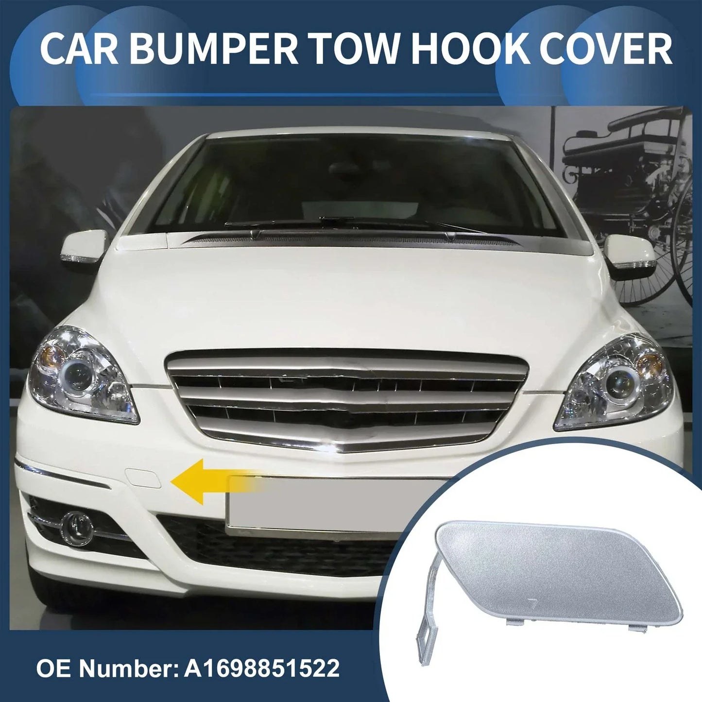 Front Bumper Tow Cover for Mercedes-Benz A-Class (2005-2012) - Landline Blue