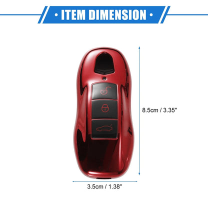 3 x Button Car Remote Key Fob Cover Case for Porsche Macan (2014-2022) TPU Red