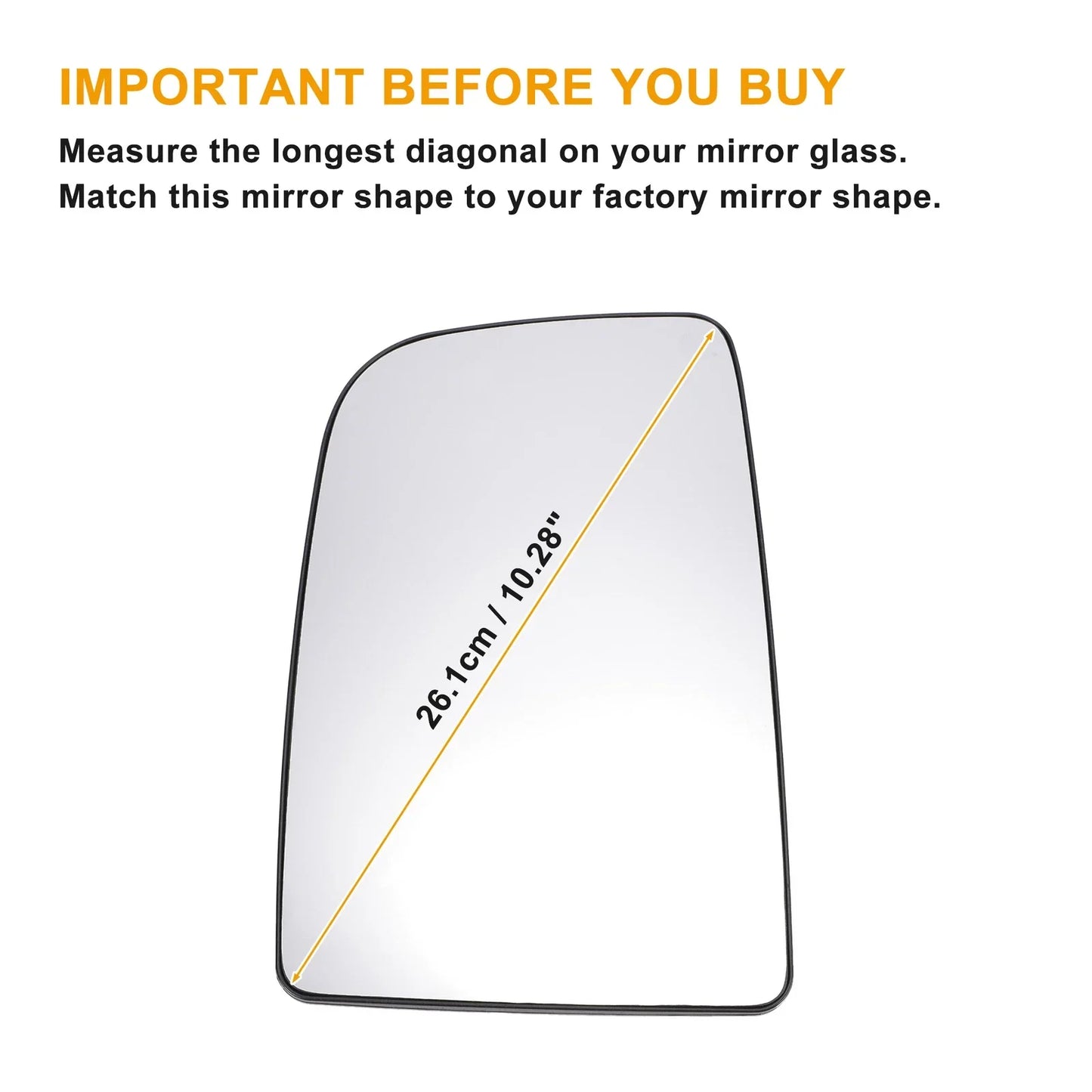 Left Upper White Mirror Glass w/ Back Non-heated for Mercedes Sprinter (2006-2011)
