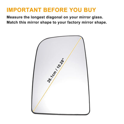 Left Upper White Mirror Glass w/ Back Non-heated for Mercedes Sprinter (2006-2011)