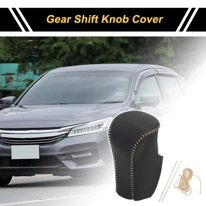 Gear Shift Knob Cover for Honda Accord 2008-2012 Black Beige Faux Leather