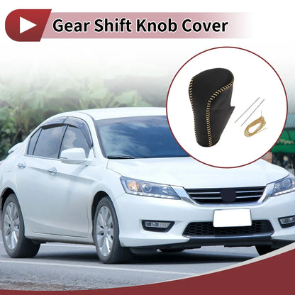 Gear Shift Knob Cover for Honda Accord 2008-2012 Black Yellow Leather