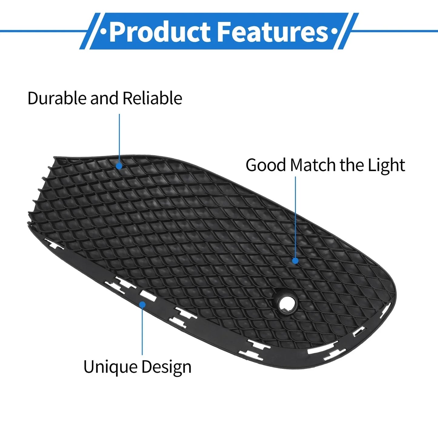Front Right Fog Light Grill for Mercedes-Benz (2010-2015) Black 1 x Pc