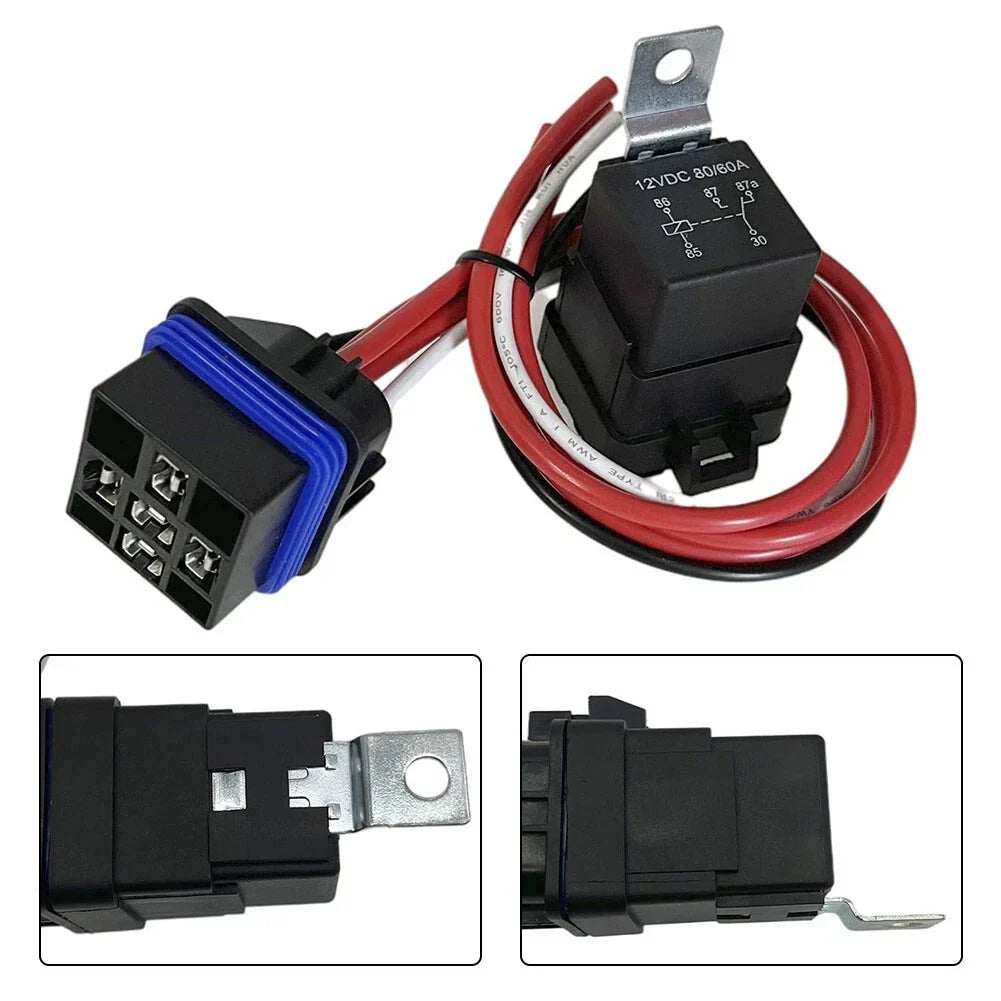 1 x Marine Car Fan 80/60A12V Relay With Socket 5 Pins Heavy Duty