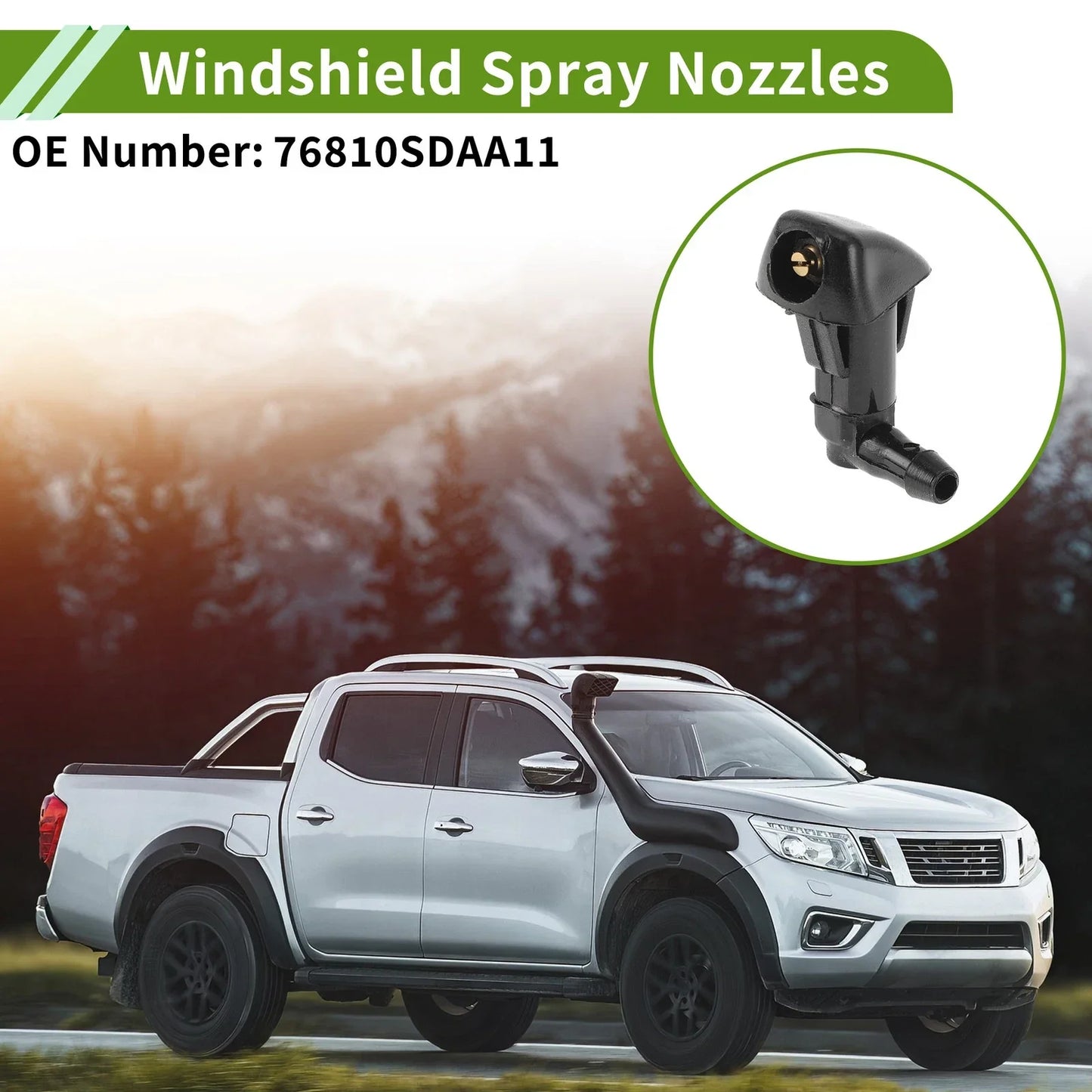 Windshield Washer Nozzle & Hose Connector for Honda (2006-2011) Black