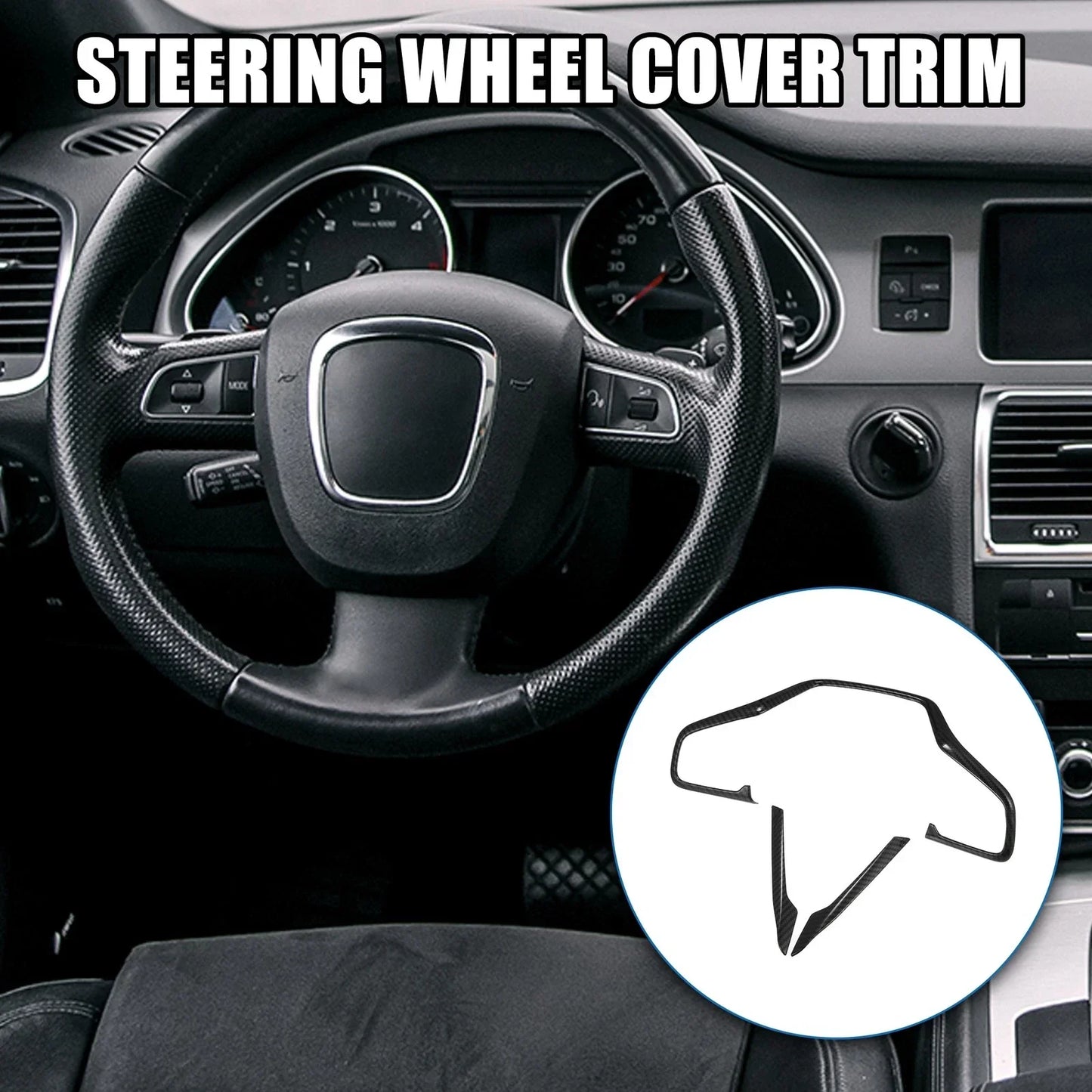 3 Pcs Steering Wheel Cover Trim for Honda Civic (2016-2021) Carbon Fiber