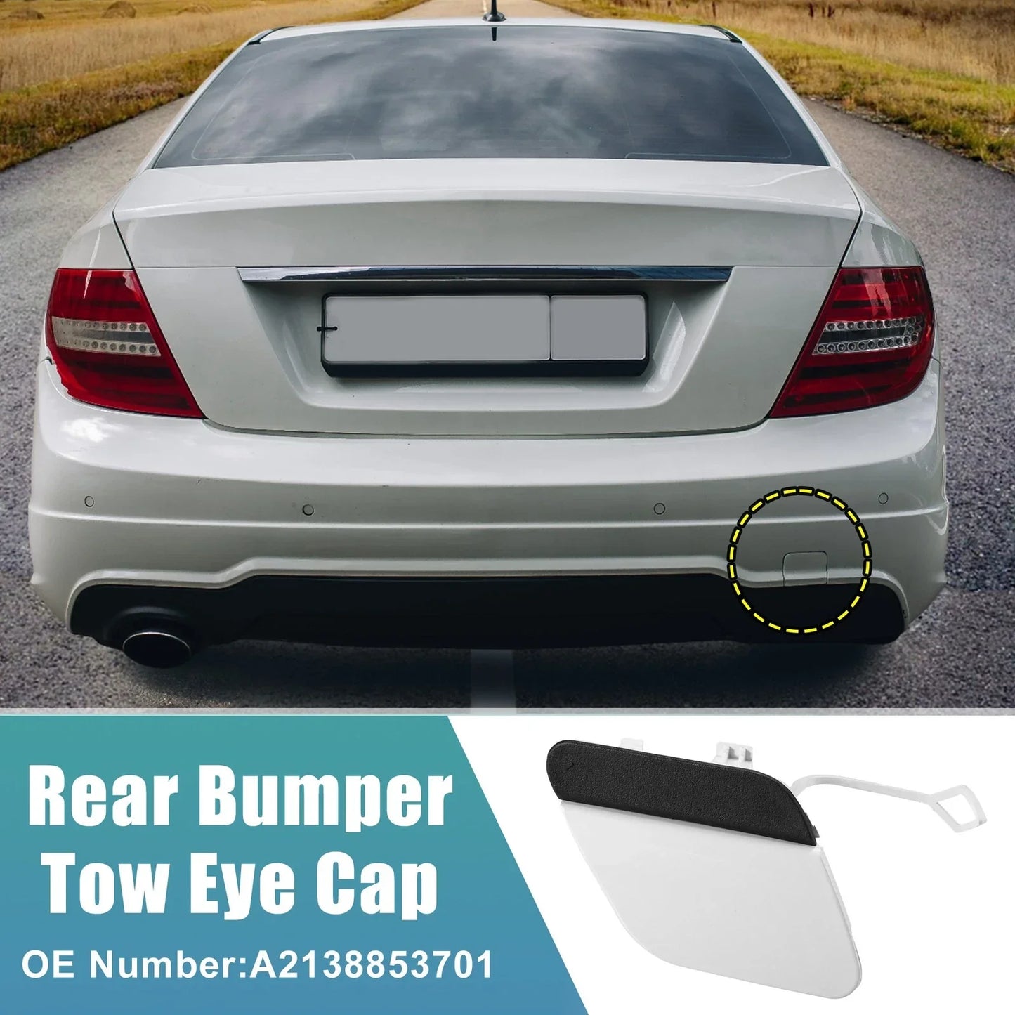 Rear Bumper Tow Hook Cap for Mercedes E-Class (2017-2020) White