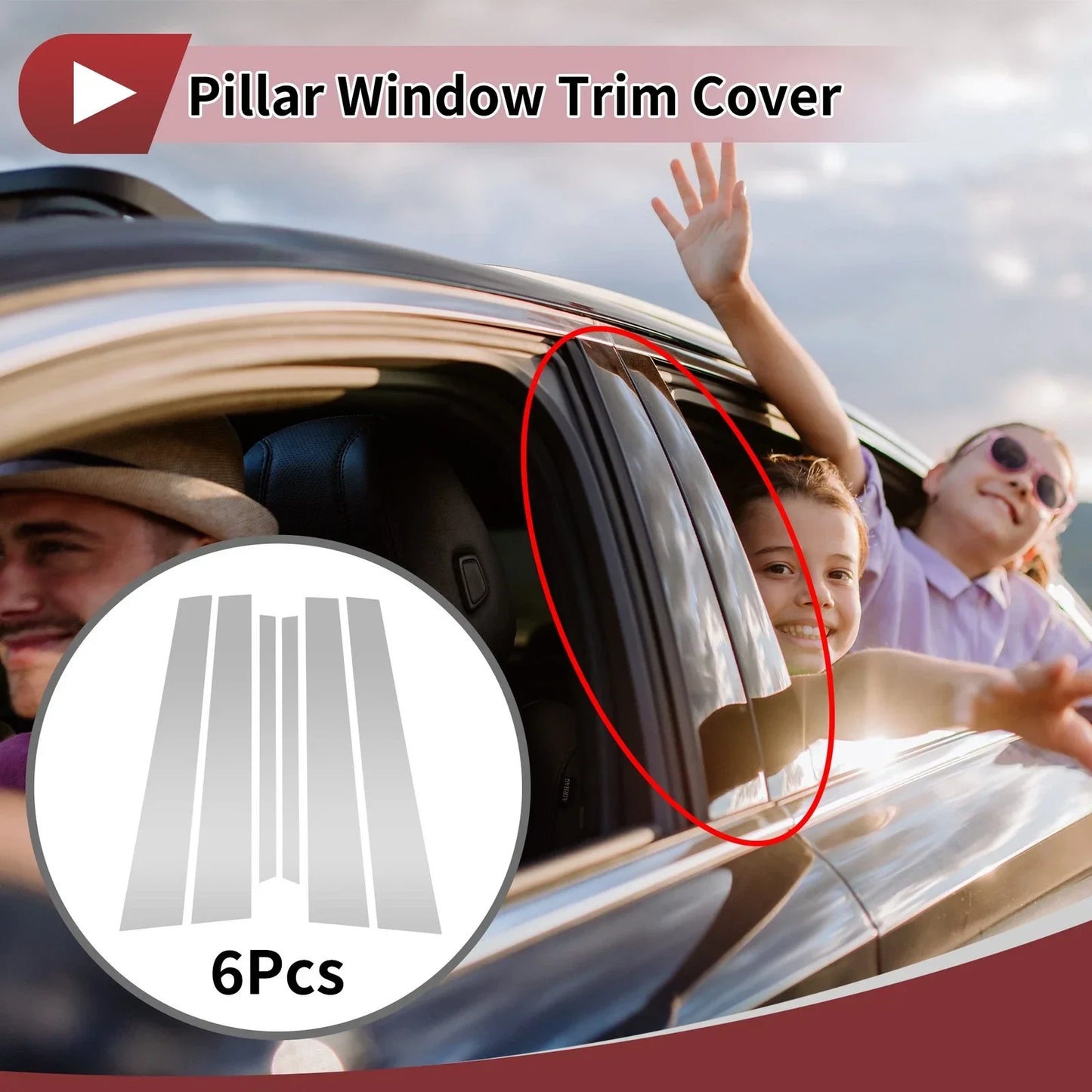 6 Pcs Car Door Pillar Window Trim for LEXUS LS430 (2001-2006) Chrome Silver Tone