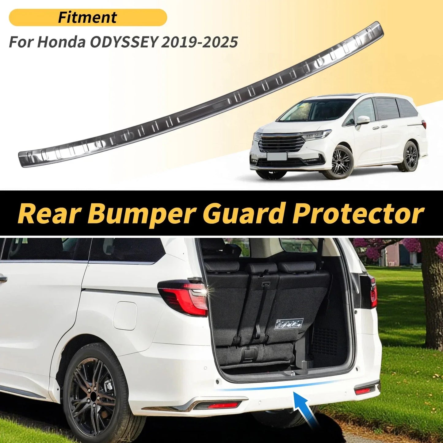 Rear Bumper Topper for Honda Odyssey 2019-2025 Silver Tone 1 x Piece