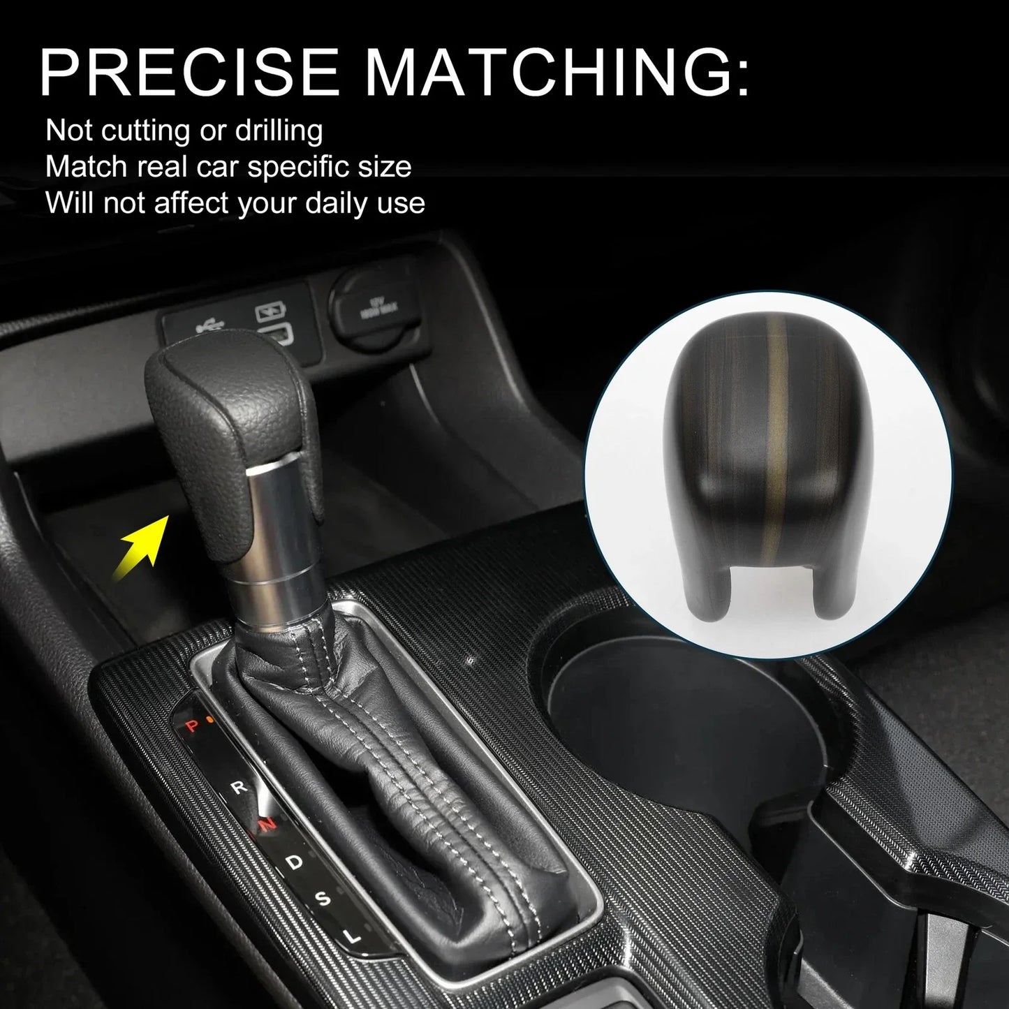 Automatic Gear Shift Knob Cover for Honda Civic (2022-2025) Black 1 x