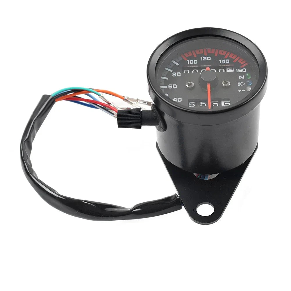 Mini Speedometer Odometer Gauge w/ Indicator Light for Motorcycle Universal (12V)