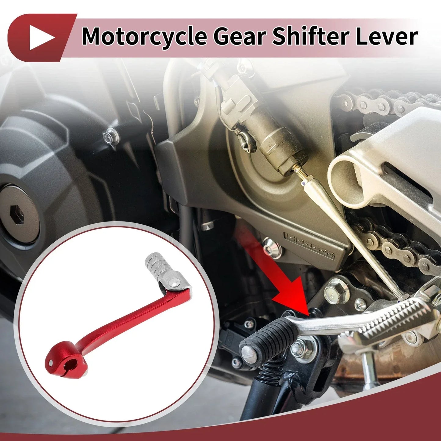 Folding Motorcycle Gear Shifter Lever for Honda CRF110F (2013-2018) Red Silver