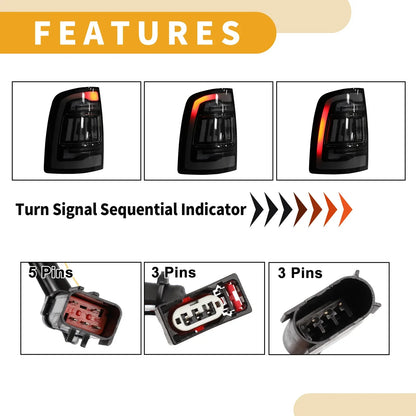 OLED Tail Lights Assembly for Dodge Ram 1500 2500 3500 (2009-2018)