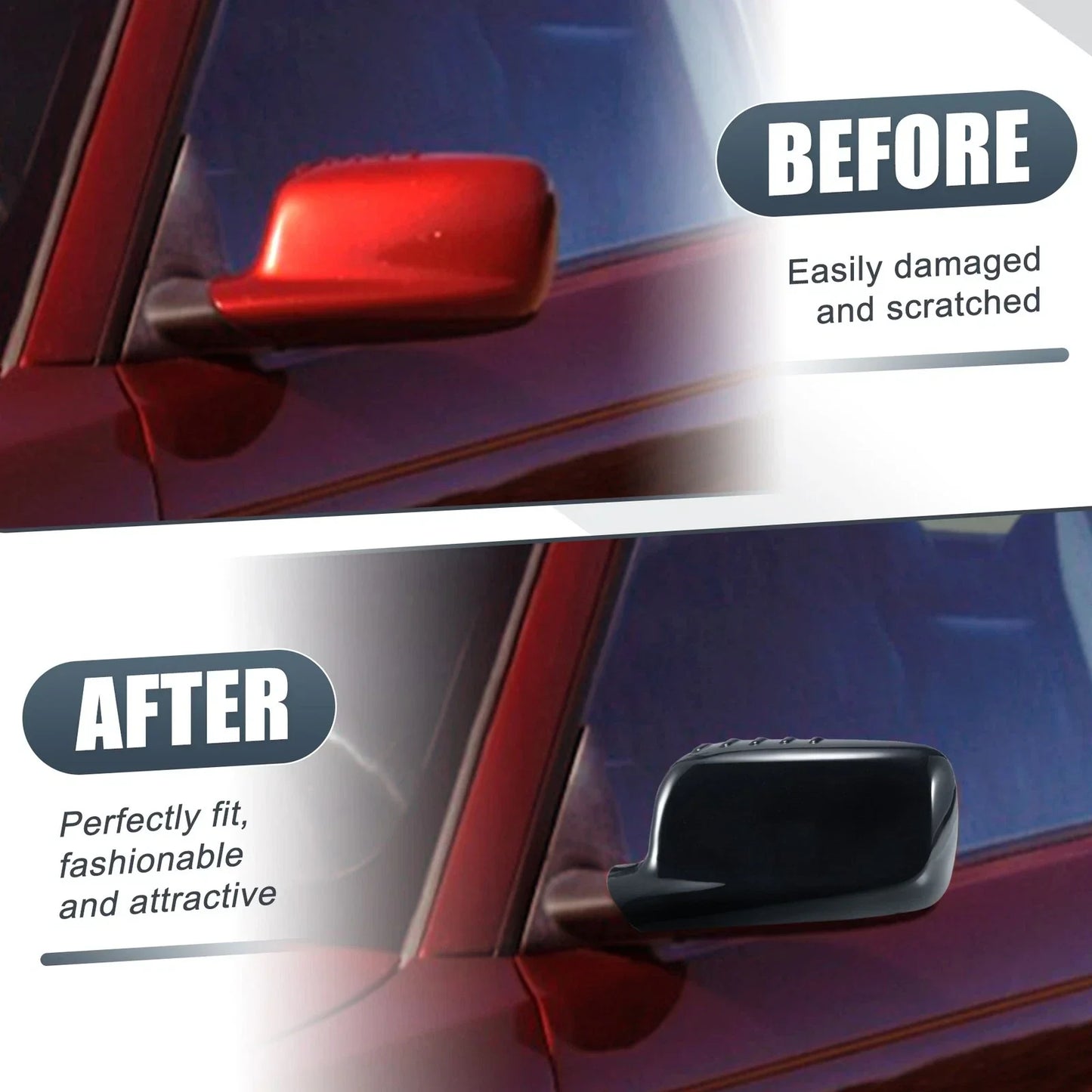 Left Side Mirror Cover Cap Gloss Black for BMW 3 Series E46 & 7 Series E65-E66