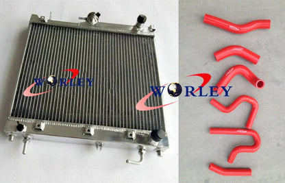 3 Row Aluminum Radiator + Blue Hose for Suzuki Jimny SN413 1.3L (2000-2011)