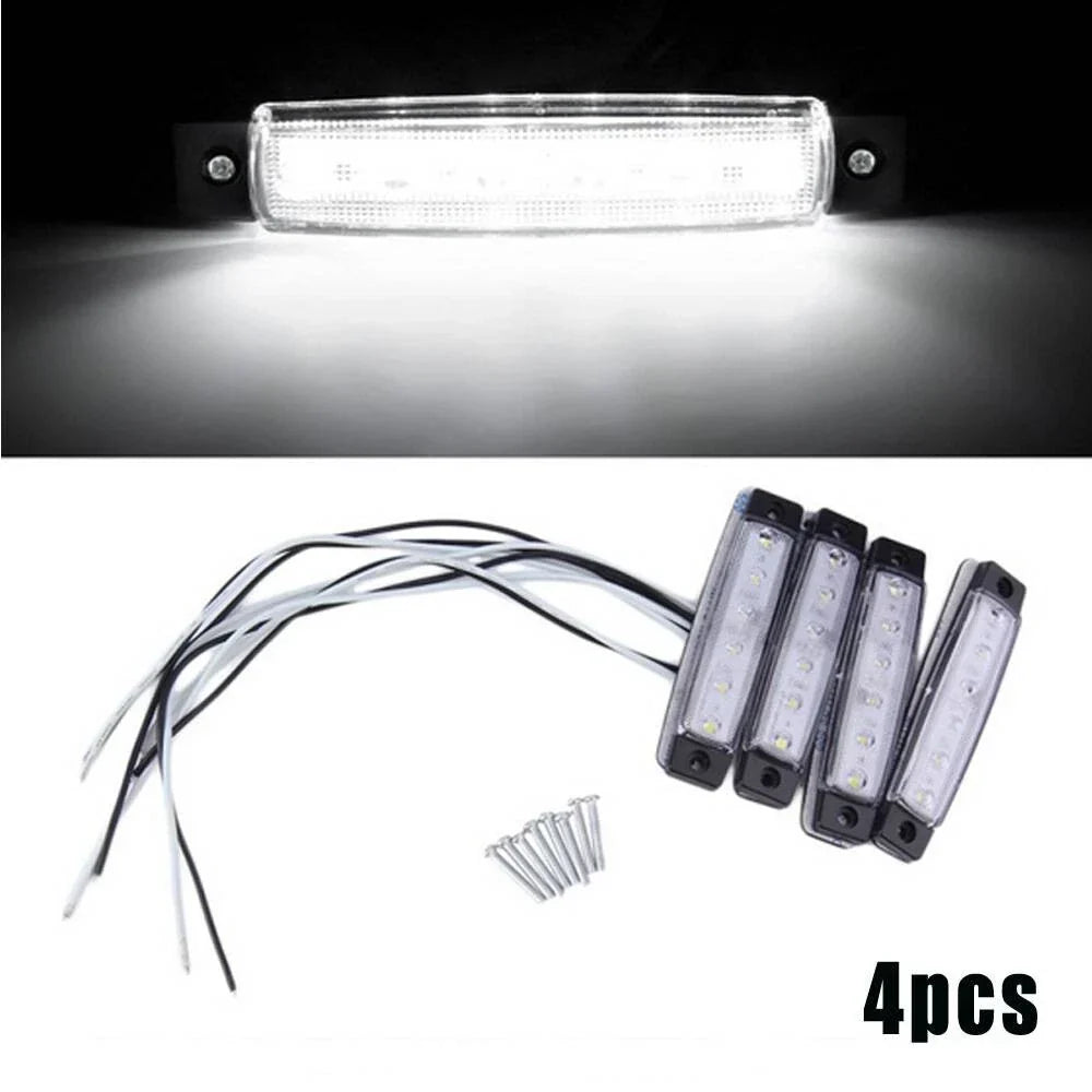 4x Super-Bright Marine Grade 12V Waterproof White 6 LED Lights