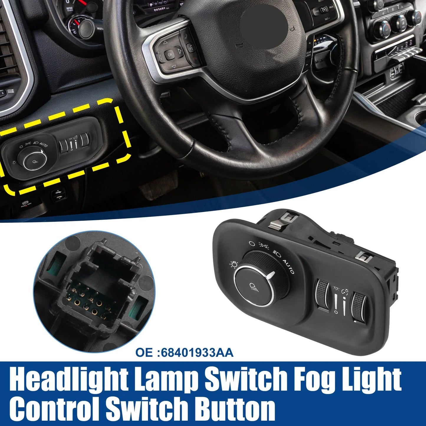 Headlight Lamp Switch Button for Dodge RAM 1500 2500 3500 (2013-2018)