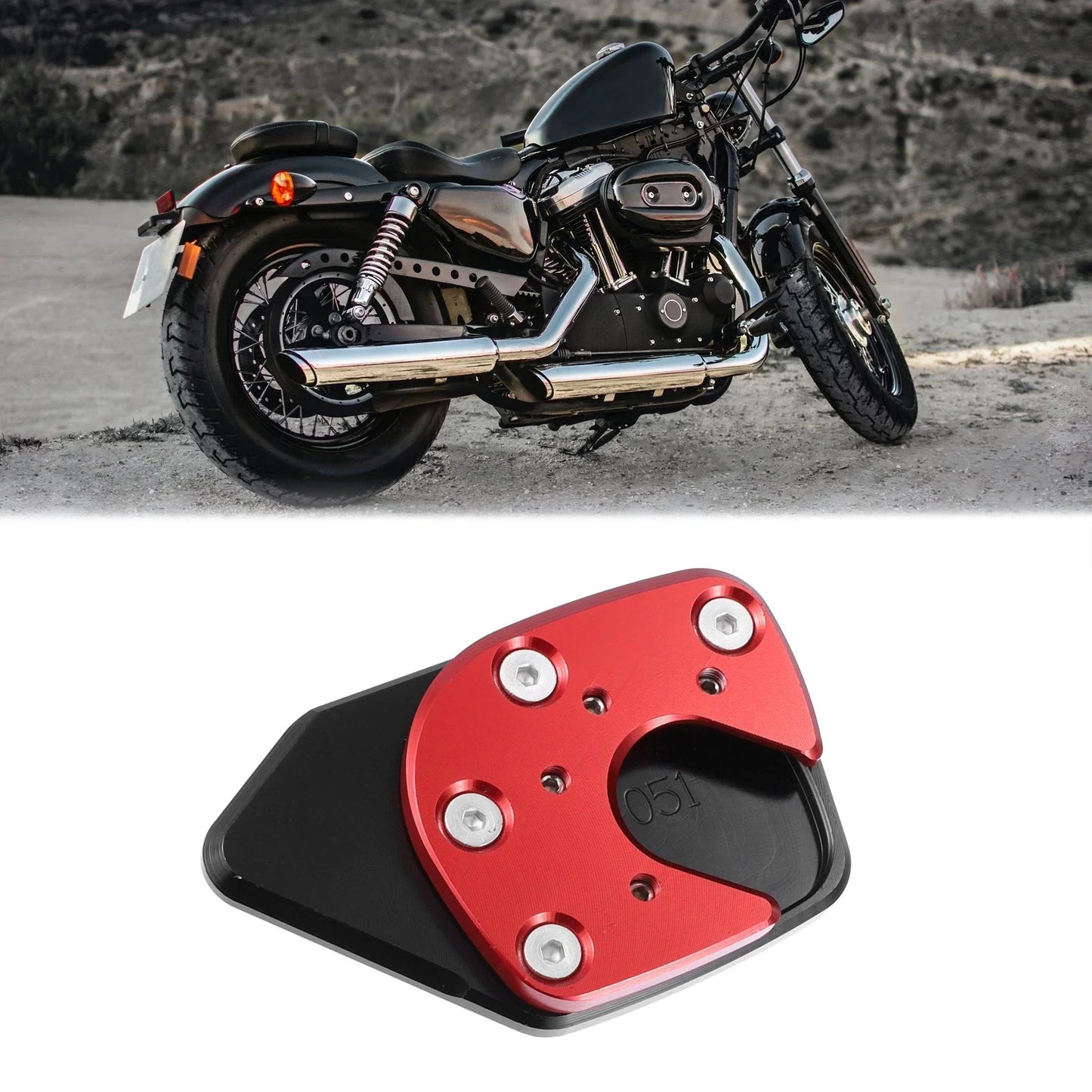 Kickstand Extension Pad for Honda Motorcycles - Black Red