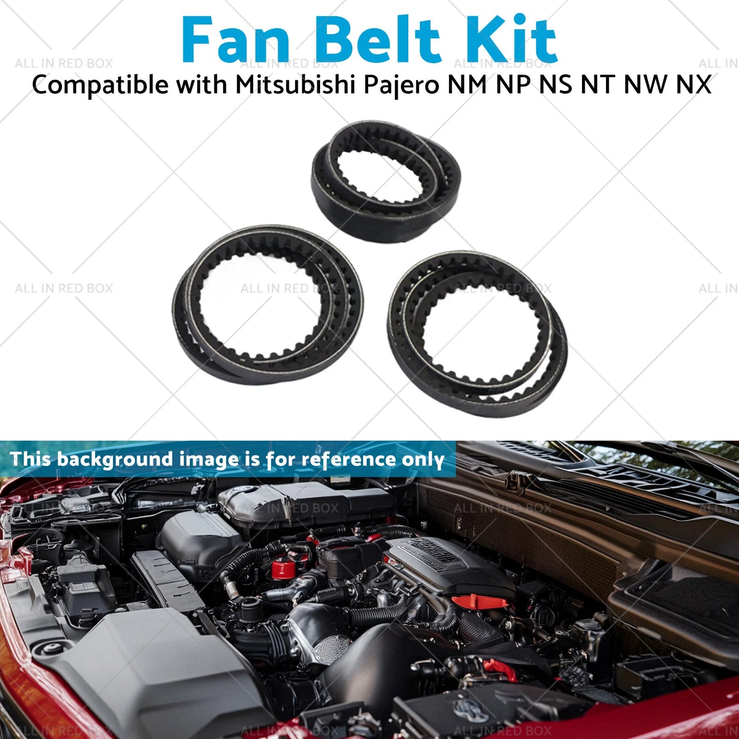 Fan Belt Kit for Mitsubishi Pajero NM NP NS NT NW NX 3.2L 4 Cyl (2000-2015)