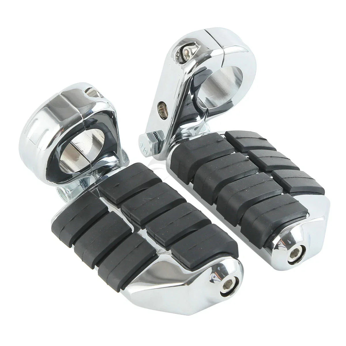 1 1/4" Wing Footpeg Pegs Mount Clamps for Harley Yamaha Chrome