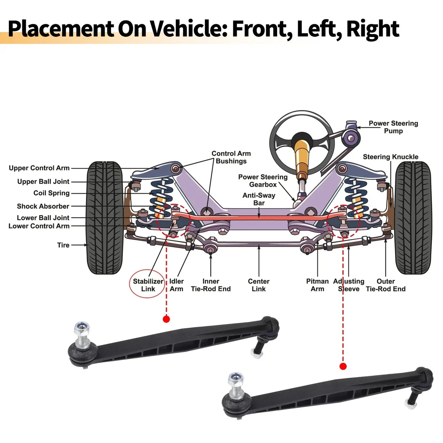 2 x Front Sway Bar Links for Chevrolet Sonic (2012-2020)