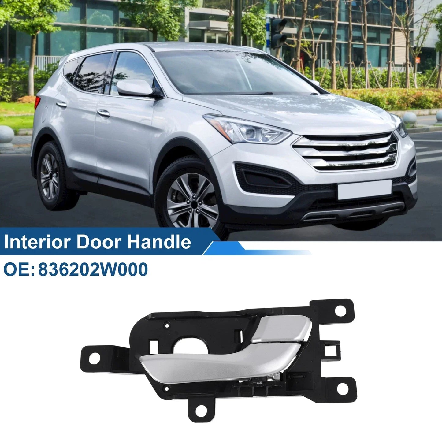 Interior Door Handle for Hyundai Santa Fe (2013-2018) Black Silver Tone