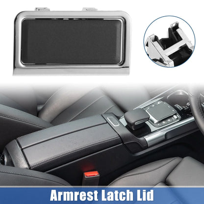 Armrest Latch Lid for Mercedes-Benz - Plastic Black Silver Tone
