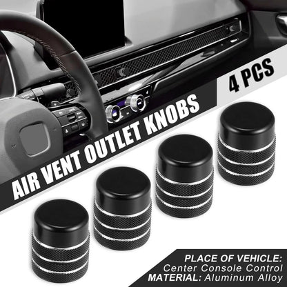 4 x Aluminum Alloy Black Air Vent Outlet Knob Covers for Honda Civic (2016-2021)