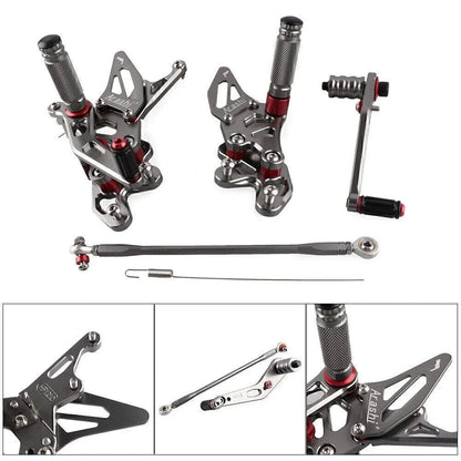 Adjustable Grey Racing Rearsets Footrest Pegs for Suzuki GSXR 600 (2015)