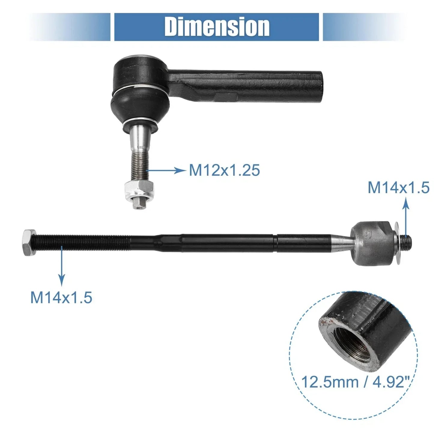 4 x Front Inner Outer Tie Rod End Links for Dodge Journey (2011-2020)