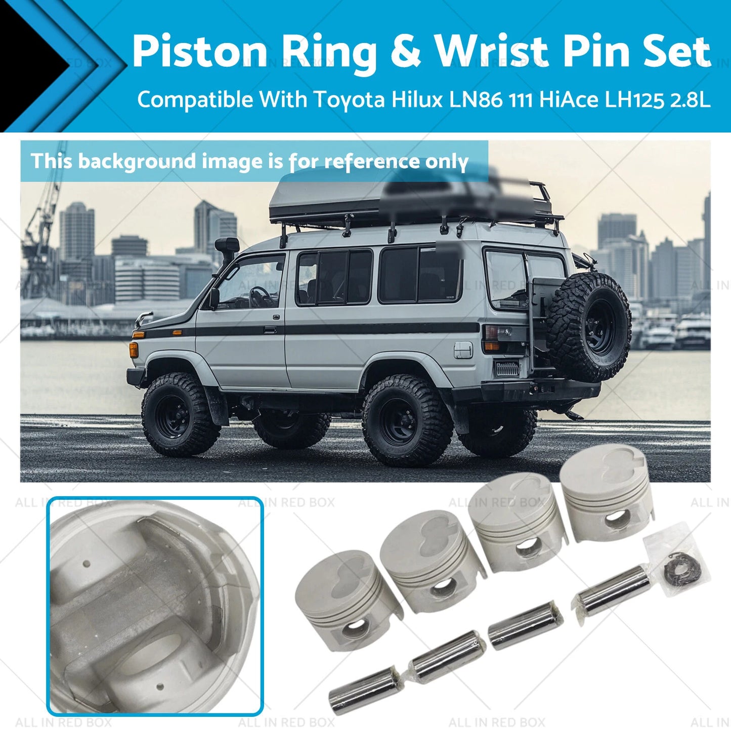 4 x Engine Piston Rings & Wrist Pins for Toyota Hilux LN86 LN111 2.8L